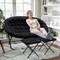 Flash Furniture Eleanor 56-in Folding Double Saucer Chair w/2 Folding Ottomans Black Faux Fur w/a Black Steel Frame FV-FDS-001-2FR-BK-BK-GG - alternate 6